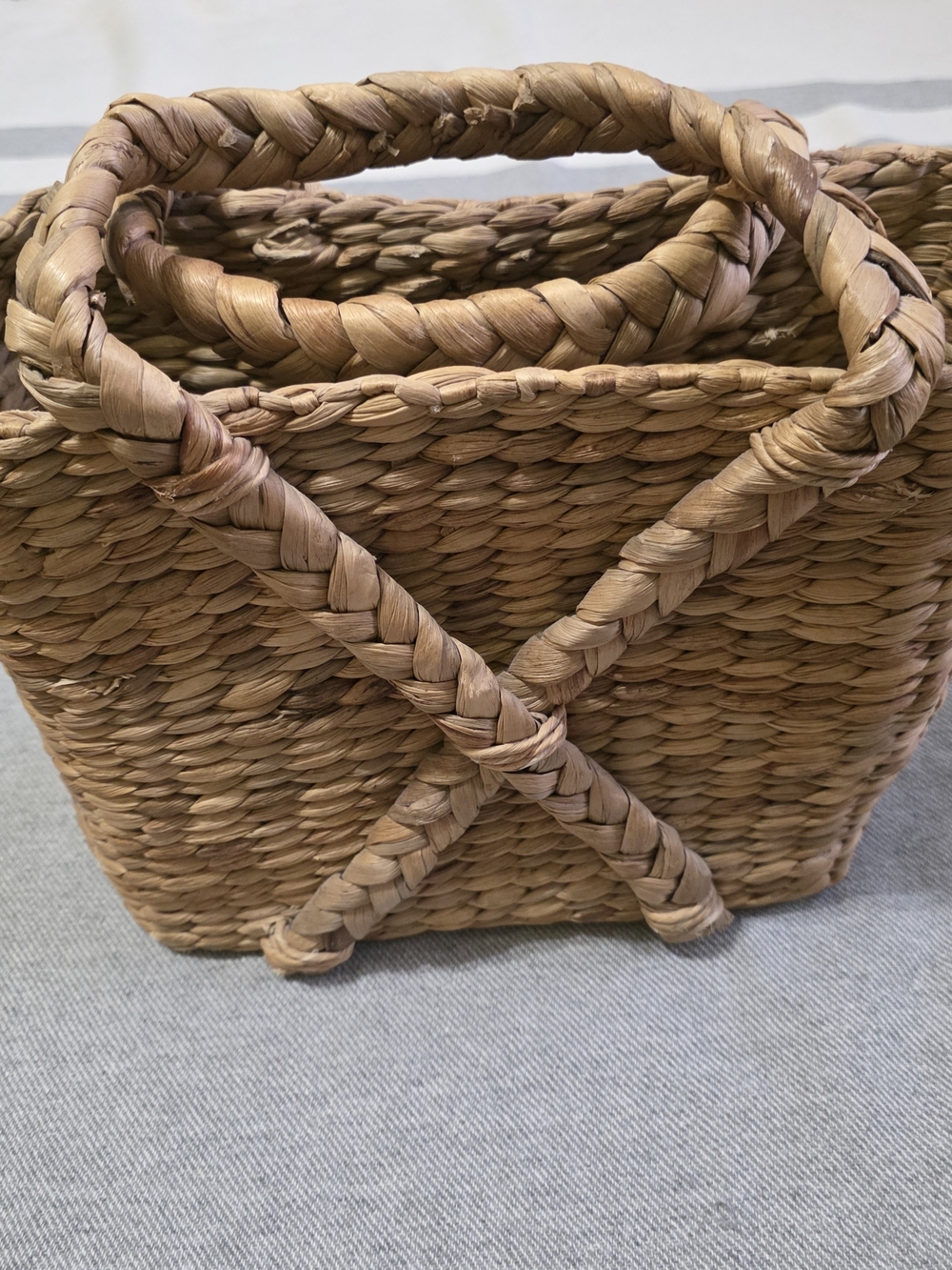 Woven Straw Tote Bag - Natural Brown